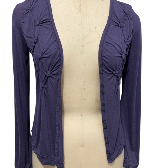 Anthropologie Deletta Open Cardigan with back ruffle and pinched flower front S - Picture 2 of 5